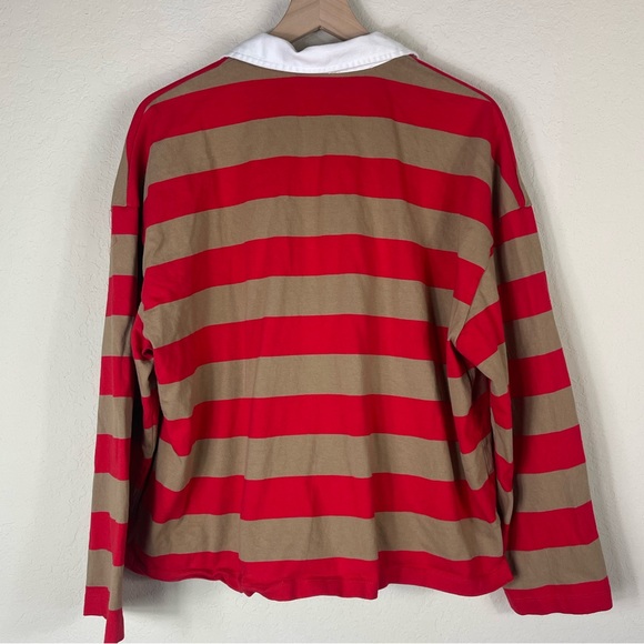 J. Crew Striped Rugby Shirt Women’s Size XXL Red Tan - Picture 8 of 8